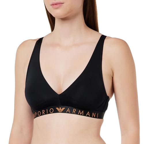 Emporio Armani Damski biustonosz z wyjmowanymi wkładkami i kultową wkładką z mikrofibry, czarny, XL