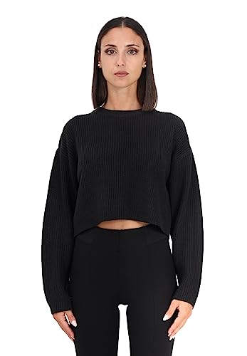 Bestseller A/S Damski sweter ONLMALAVI L/S Cropped KNT NOOS, Black/Stripes:Wide/Pumice Stone, XXL, Black/Stripes:wide/Pumice Stone, XXL