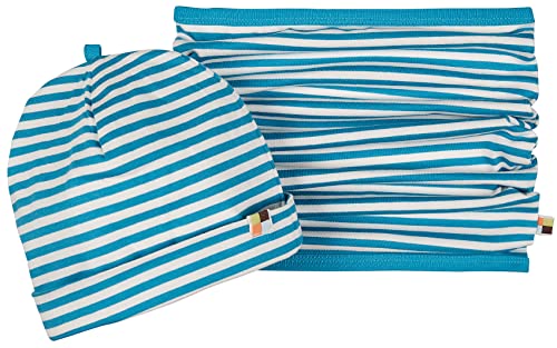 loud + proud Unisex zestaw dla dzieci szalik z wężem, z certyfikatem GOTS czapka beanie, Petrol, 62-68