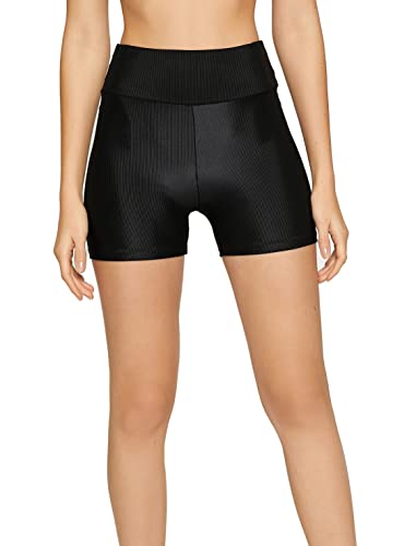 Koton Damskie prążkowane legginsy motocyklowe, wysoki stan, czarny (999), XS