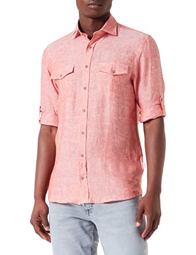 bugatti Męska koszula 9150-38900, rdza-690, regularna, rdzawy - 690, L