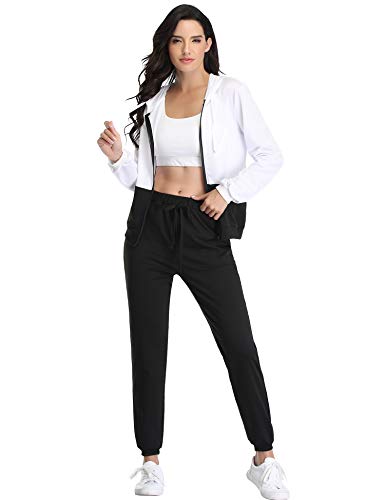 Irevial Damska koszulka treningowa Irevial voor dames, lente, huispak, do joggingu, sportowy pak, vrijetijdspak sportswear, A-czarno-biała, XL EU, A-czarno-biały., XL