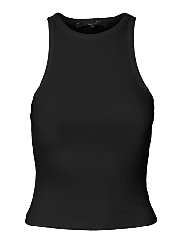 Bestseller A/S Damskie VMROMA S/L Rib JRS NOOS Top, czarne, XS, czarny, XS