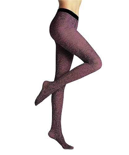 FALKE Damskie rajstopy Moulding 40 DEN, półprzezroczyste, ze wzorem 1 sztuka, fioletowe (Orchid 8776), M