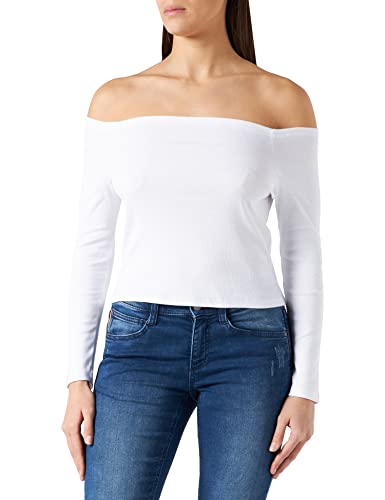 Urban Classics Damska koszulka z długim rękawem Ladies Off Shoulder Rib Longsleeve T-shirt, biała, 3XL