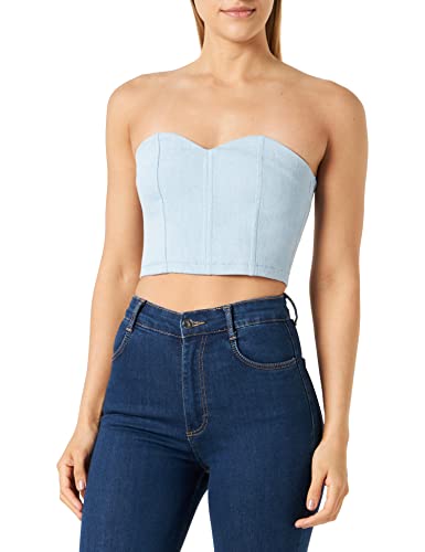 PINKO Damska kamizelka Primato Bustino Denim Comfort, Pj2_lavaggio Bleach Down, 48