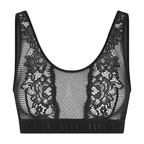 Elle - Koronkowy biustonosz damski - 24/7 Koronkowy I204 - gładki, czarny, XXL