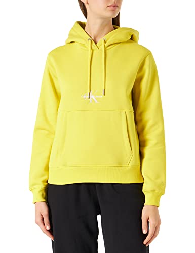 Calvin Klein Jeans Damska bluza z kapturem Monologo Heavy yweight Knits, Żółty wydmowy, M