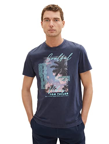 TOM TAILOR Koszulka męska 1036415, 10668-Sky Captain Blue, S, 10668 - Sky Captain Blue, S