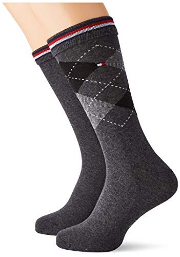 Tommy Hilfiger Męskie skarpety Th Check Men's Socks (2 sztuki), antracytowy, 43-46 EU