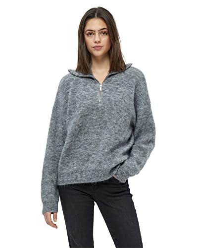 Desires Damski sweter z zamkiem błyskawicznym Juna, ciemnoszary melanż, XL