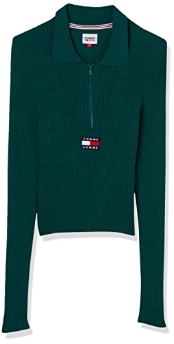 Tommy Hilfiger Damskie kardigany Tjw z zamkiem błyskawicznym na całej długości żeberka, ciemnozielone, XL, Ciemna zieleń, XL