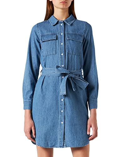 PIECES Damska sukienka dżinsowa PCOSALINA, niebieski (medium blue denim), M