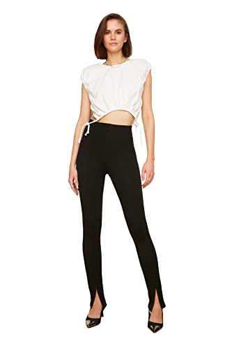 Trendyol Damskie spodnie z dzianiny Tasting Locking, Czarny, XS