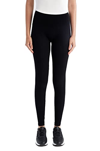 DeFacto X0175AZ Legginsy z wysokim stanem dla kobiet – sportowe legginsy dla kobiet, spodnie sportowe (czarne, M – L), czarny, M-L
