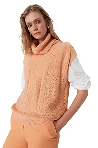 TRENDYOL Damska bluza z dzianiny Fisherman Collar, kolor Salmon, rozmiar M, Salmon Color, M