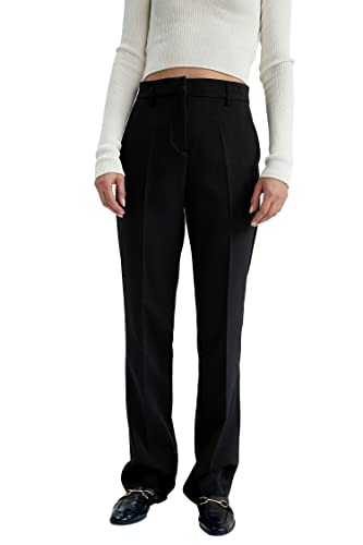 DeFacto Damskie spodnie do biegania z dzianiny na co dzień – standardowy krój, spodnie do joggingu, damskie spodnie do joggingu, dres do joggingu, czarny, 42