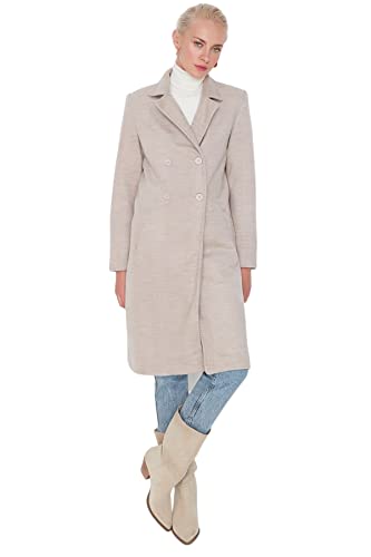 TRENDYOL Klasyczny płaszcz - Burgundy - Oversize, beżowy, 34