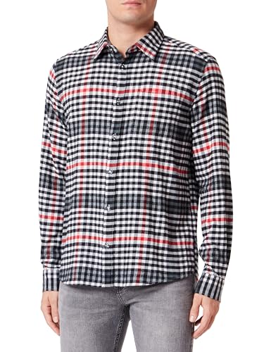 s.Oliver męska koszula w kratkę, Regular Fit White, L, biały, L