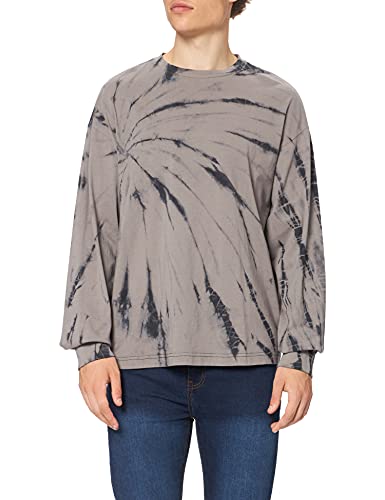 Urban Classics Męski t-shirt Boxy Tye Dye Ls, czarny/asfalt., L