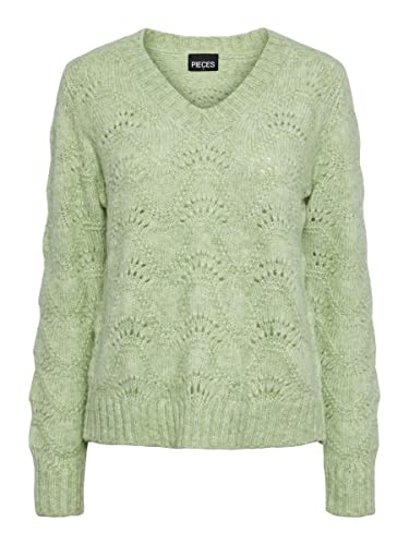 PIECES Damski sweter PCBIBBI LS z dekoltem w serek NOOS BC, swamp, XS