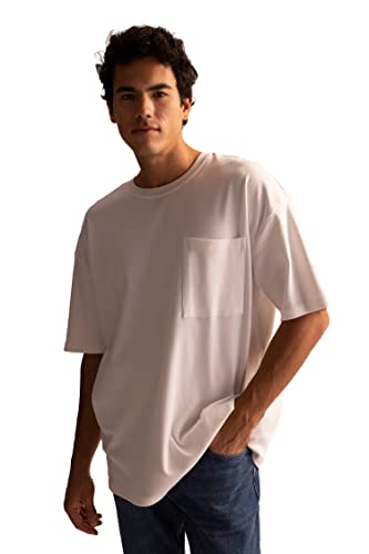 DeFacto T-shirt męski, écru, S