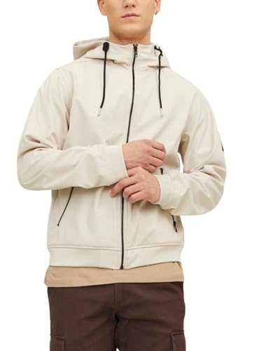 Bestseller A/S Męska kurtka JJEBASIC Softshell Hood NOOS, Moonbeam, XL, Moonbeam