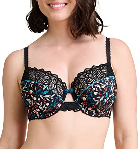 Sans Complexe Damski Noemie 70aah18 klasyczny biustonosz z fiszbinami, z nadrukiem, wzór kwiatowy, czarny, 80D