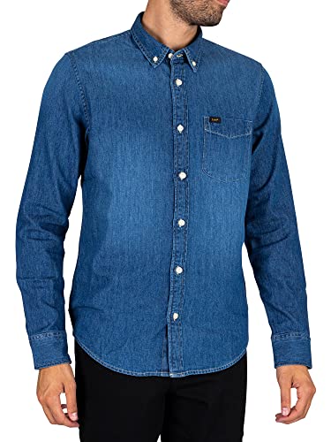WHITELISTED Męska koszula Lee Button Down Shirt, Tide Blue, rozmiar S