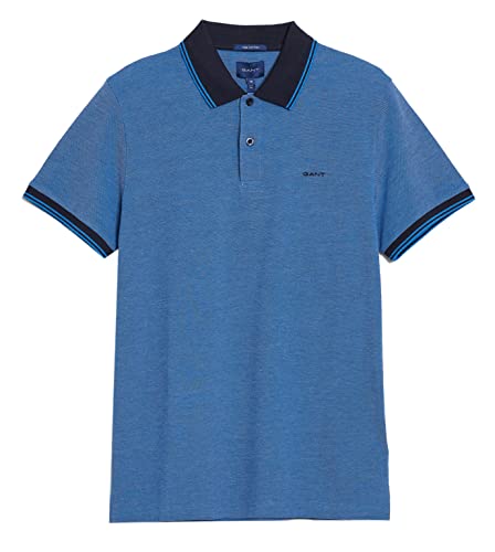 GANT Męska koszula polo 4-COL Oxford SS Pique, niebieska (Day Blue), standardowa, Day Blue, XXL