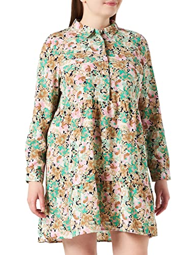 VERO MODA Damska sukienka VMDELILAH LS Short Dress-K Curve GA sukienka, Holly Green/AOP: Garden Flower, 50
