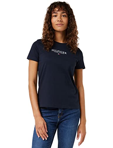 Tommy Hilfiger Damska koszulka z dzianiny Hilfiger C-NK REG S/S Desert Sky, M, Pustynne niebo, M