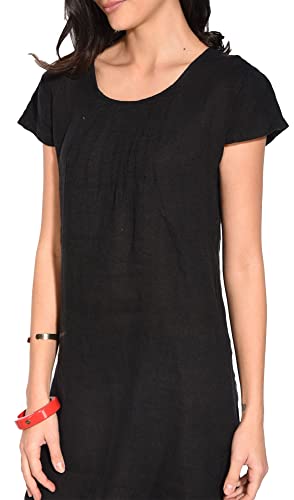 Sukienka damska 100% lniana Made in Italy, długa sukienka z dekoltem w serek z kwiatowym nadrukiem, niebo, rozmiar: XL, Niebo, XL