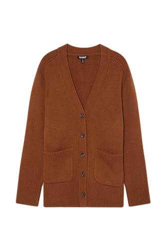 ECOALF Sweter damski Cardaalf, z długim rękawem, wełniany z recyklingu sweter z dzianiny, kurtka damska wełniana kurtka z dzianiny, wygodna i wszechstronna, rozmiar XS, kolor orzecha włoskiego,