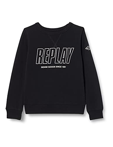 Replay Bluza chłopięca z logo, mieszanka bawełny, czarna (Black 098), 4 lata, czarny (098 Black), 4 lat