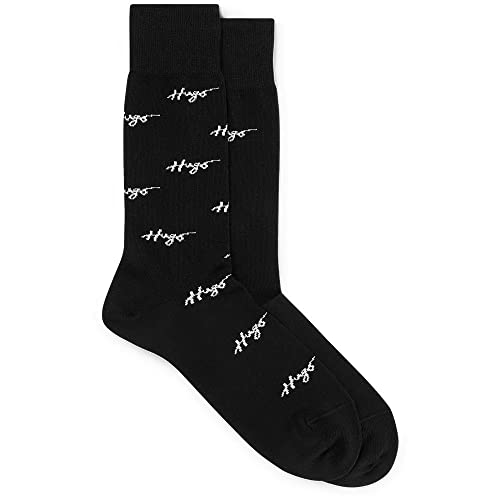 HUGO Męskie skarpetki 2P RS Allover CC Regular_Socks, czarne 1, 39-42, czarny (Black1), 39-42