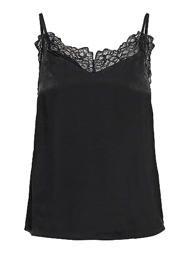 ONLY Koszulka damska ONLFRIDAY S/L LACE Singlet WVN Shirt, czarna, XS