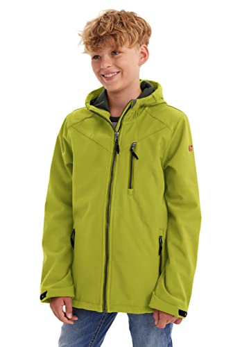 Killtec Boys Jacke Softshell/Outdoor Jacket z kapturem dla chłopców, dunkellime, 164
