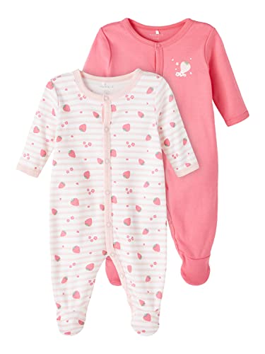 NAME IT Baby Girls NBFNIGHTSUIT 2P W/F Strawberry NOOS śpiwór, Camellia Rose, 62, Camellia Rose, 62 cm