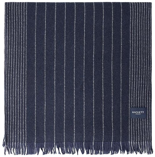 Hackett London Szalik męski w kredowe paski Scrf, Niebieski (granatowy/szary), Rozmiar uniwersalny