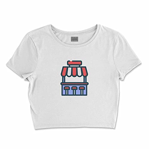 Bona Basics, Koszulka damska z nadrukiem cyfrowym,%100 bawełna, biała, casualowa, topy damskie, rozmiar: S, biały, S Krótki