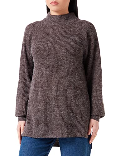 ICHI IHMARAT LS2 damski sweter z dekoltem w kształcie litery T, 190915/Coffee Bean, L