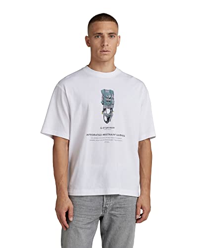 G-STAR RAW Męski T-shirt Archive Print Boxy R T, Multicolor (White Harness C336-d224), S