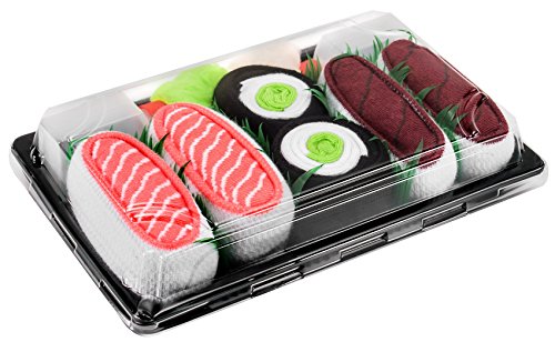 Rainbow Socks - Damskie Męskie - Skarpetki Sushi Tuńczyk Ogórek Maki Łosoś - Śmieszne Prezent - 3 Pary - Rozmiar 41-46