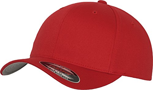 Flexfit Unisex Wooly Combed czapka baseballowa, czerwona, dziecięca