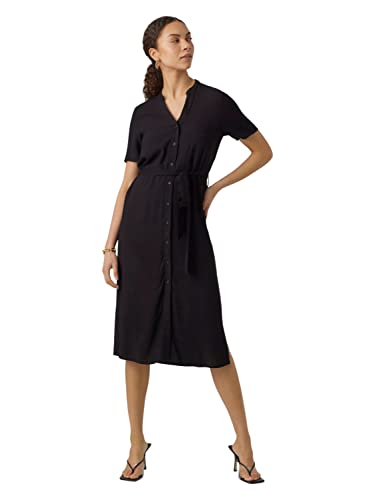VERO MODA Sukienka damska VMVICA S/S Sukienka GA WVN NOOS, czarna, S, czarny, S