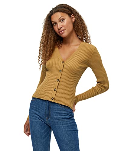 Peppercorn Damski kardigan Tana Rib z długim rękawem, Brązowy, XS