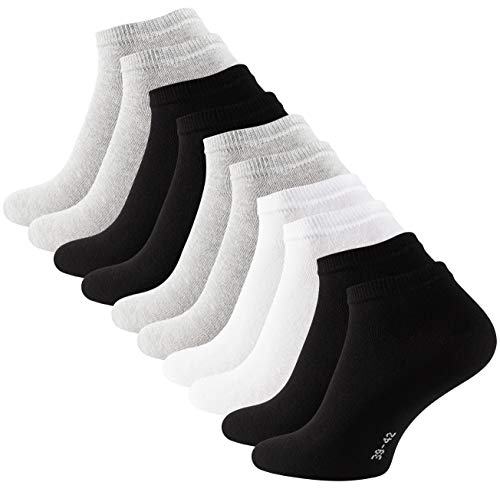STARK SOUL Essentials skarpety do sneakersów, 10 par, bawełna, czarny, biały, szary, niebieski, różowy, czerwony, żółty, pomarańczowy, kolorowy, rozmiar 35-50, certyfikat Öko-Tex Standard 100, 10 par