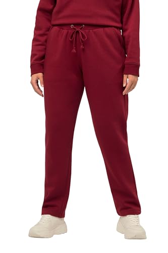 Ulla Popken Damskie spodnie dresowe, przytulnie miękka strona wewnętrzna, elastyczny ściągacz, ciemnoczerwony, 58-60 duże rozmiary