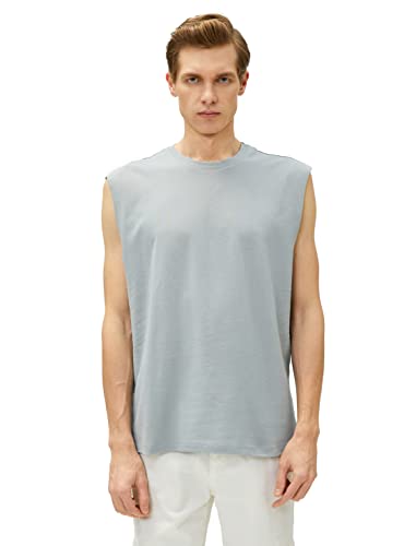 Koton Męski Basic Tank Top Crew Neck Sleeveless Cotton, szary (031), S